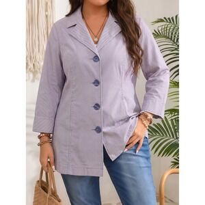 Sonoma Longline Nautical Office Large Blue Pinstripe Button Front Jacket
